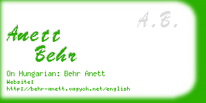 anett behr business card